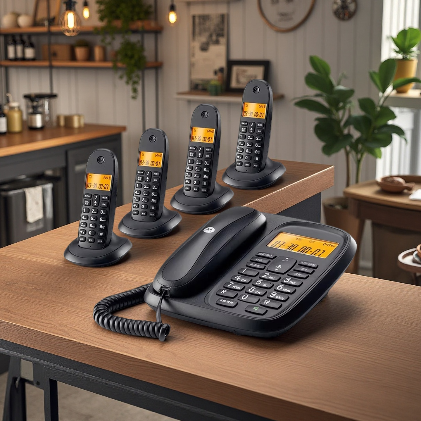 Motorola | Cordless Phone with Large Display Long Distance Handsfree for Office Home 4-Handsets ราคา 4,763 บาท*ส่งฟรี