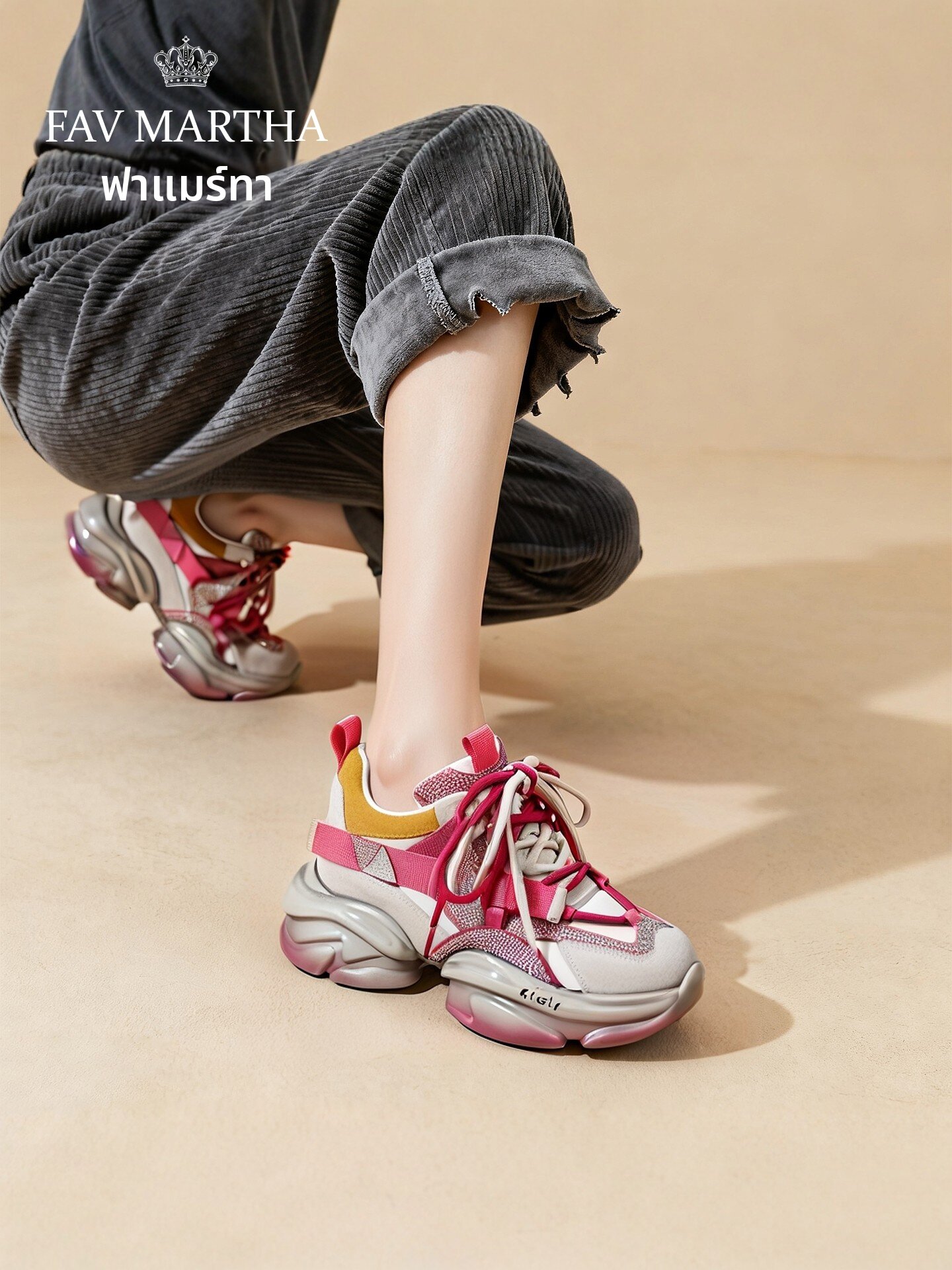 FAVMARTHA | Elevating Daddy Shoes 8cm Heel Genuine Leather ราคา 9,200 บาท*ส่งฟรี