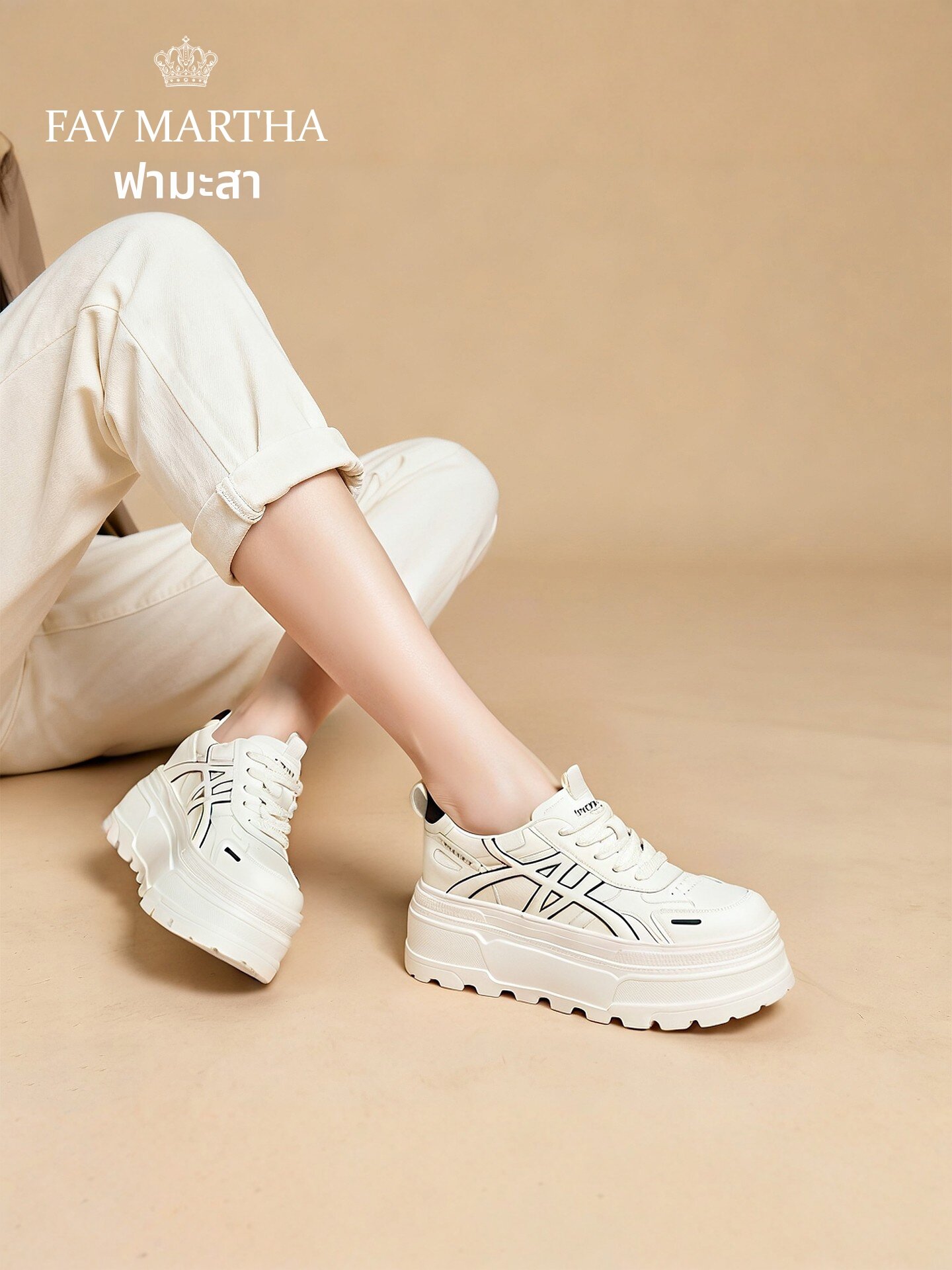 Height-increasing Lightweight White Shoes for Petite Women Spring New ราคา  7,960 บาท*ส่งฟรี