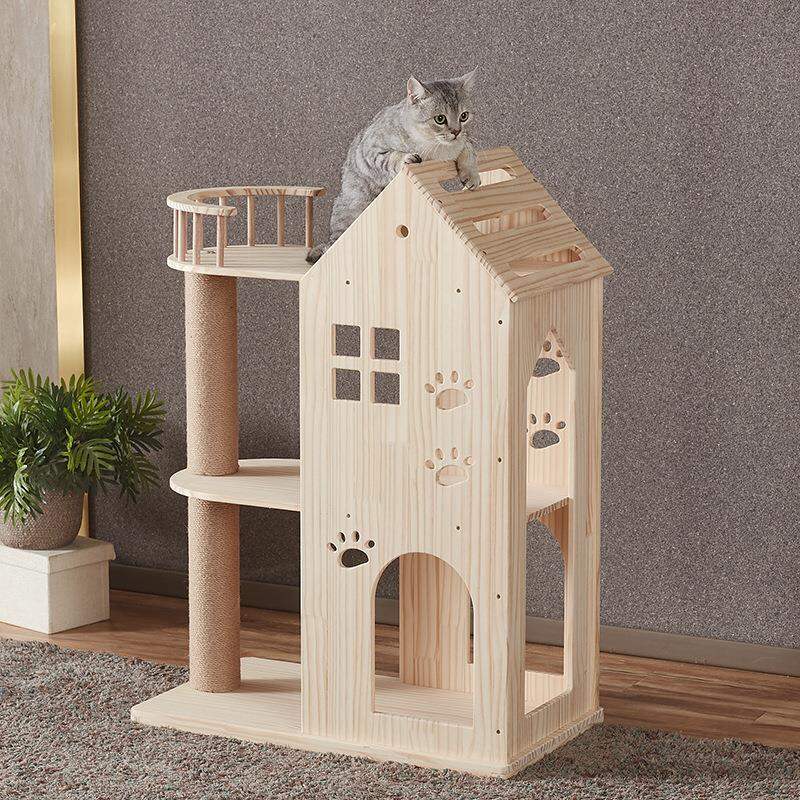 Keluojing | Large Wooden Integrated Cat House Playground ราคา 3,480 บาท*ส่งฟรี