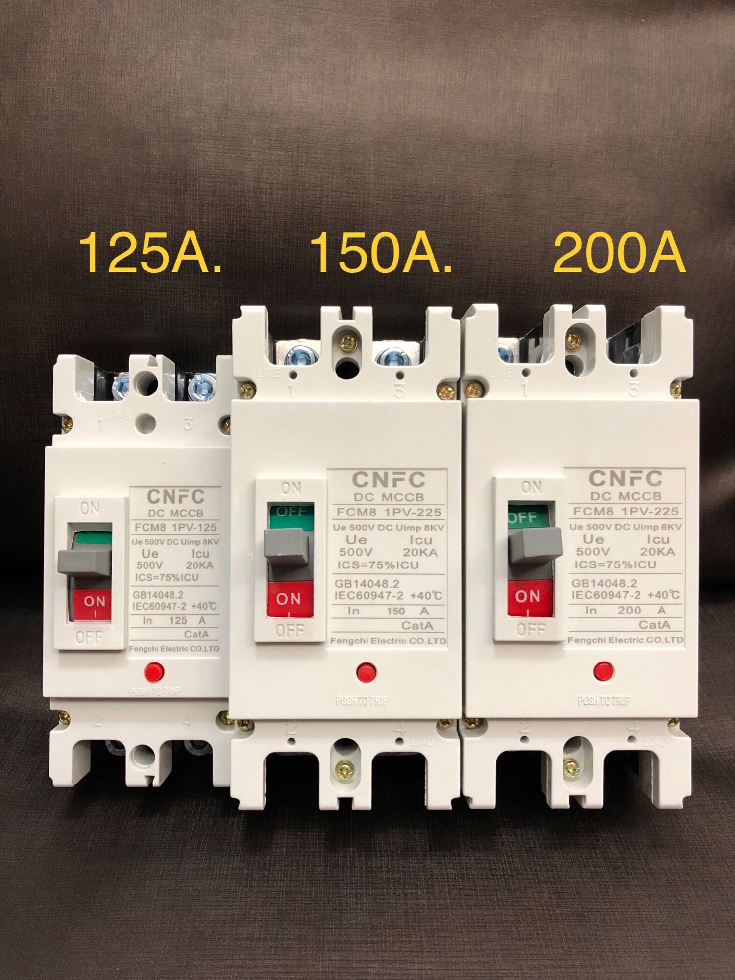 Breaker เบรกเกอร์DC MCCB (งานระบบแบตเตอรี) 100A, 125A,150A,200A250A