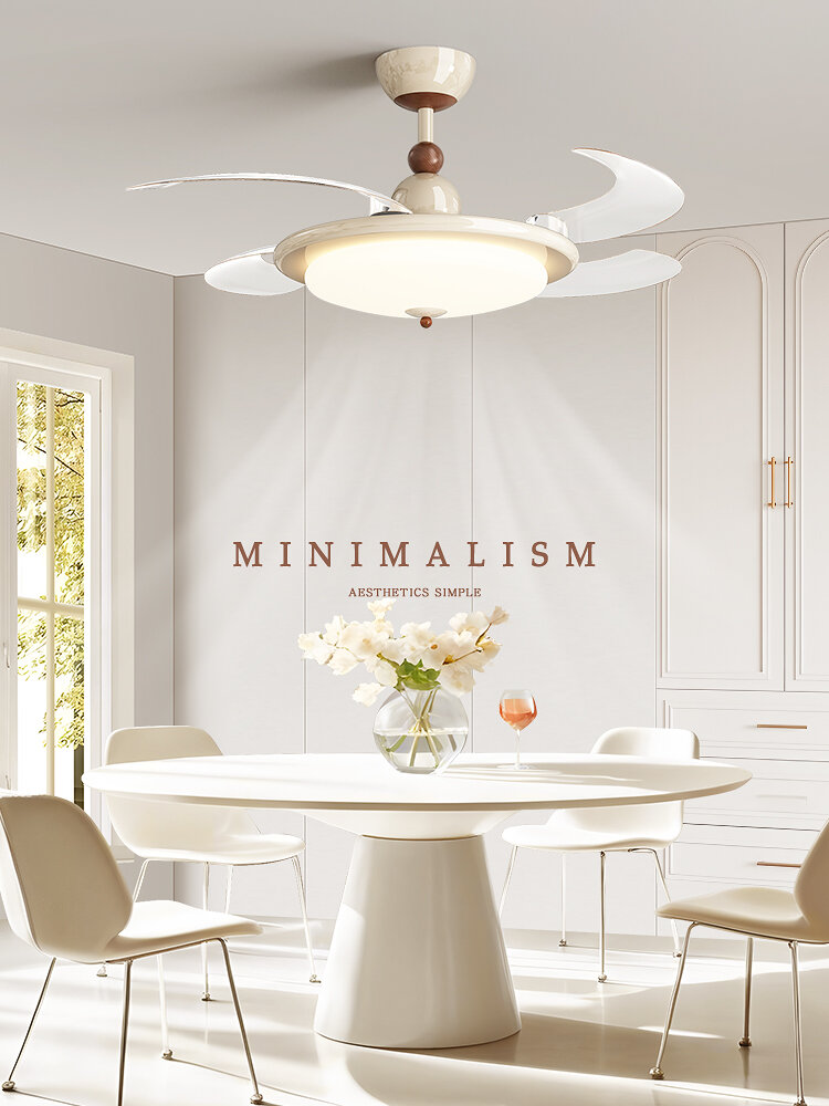 AOSIBANGE | Cream Vintage Silent Eye-care Hidden Ceiling Fan Light ราคา 3,283 บาท*ส่งฟรี