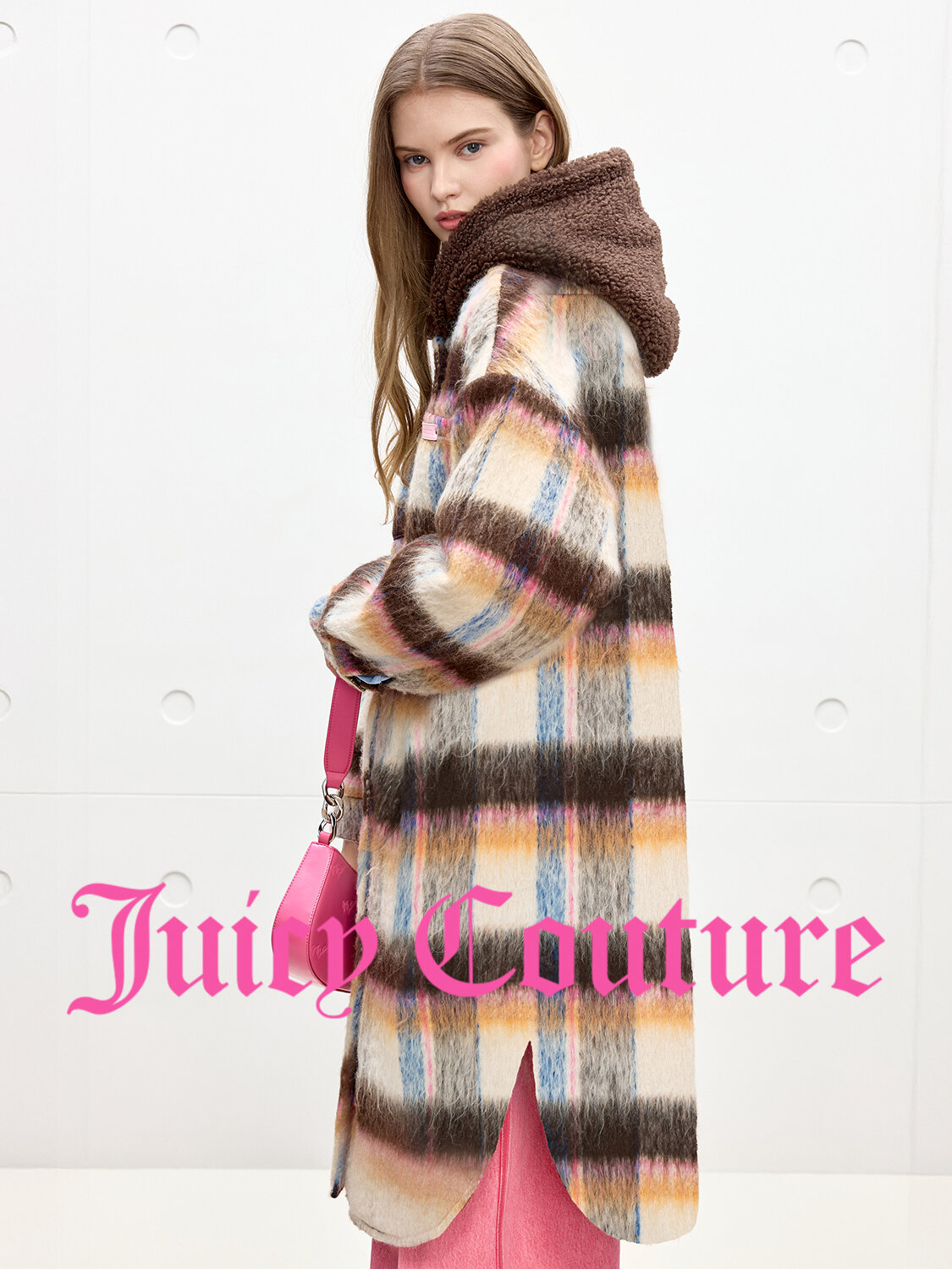 Juicy Couture | Retro Hooded Plaid Loose Coat ราคา 6,933 บาท*ส่งฟรี