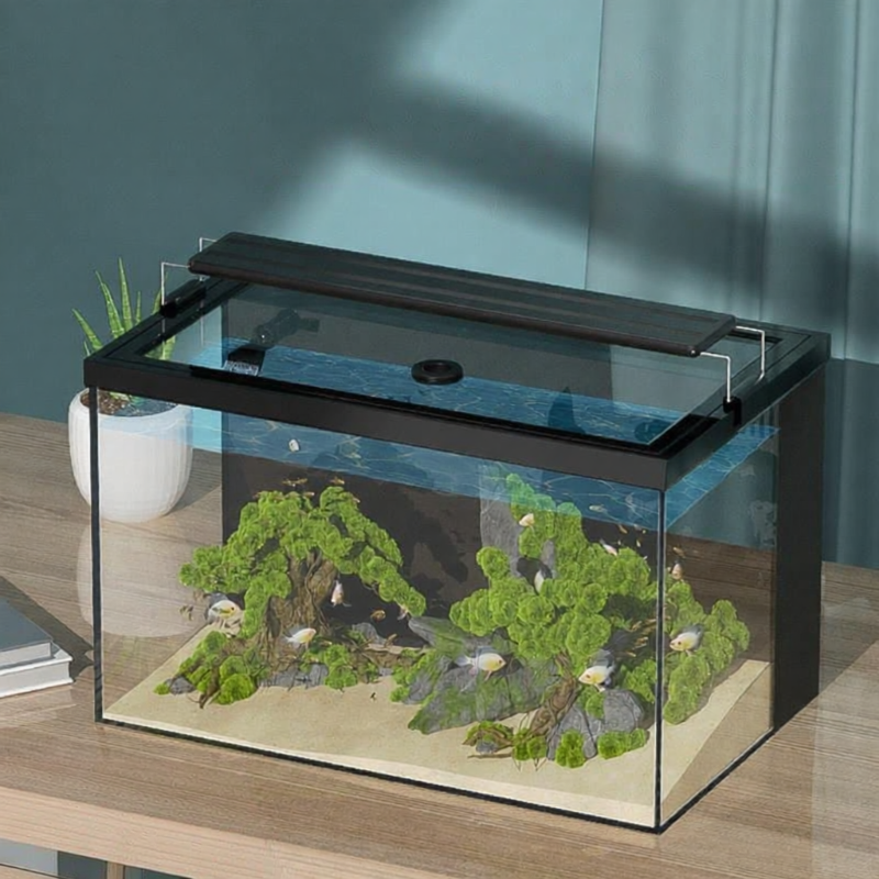 อุปกรณ์และอาหารสัตว์เลี้ยง ตู้ปลา Eco Desk ในตัวพร้อมตัวกรองด้านหลังและฝาปิดสำหรับเต่า ราคา 7,298 บาท*ส่งฟรี