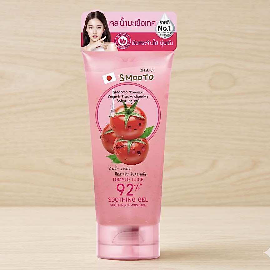 Smooto, 92% Tomato Gel Mixed with Real Yogurt, Tube Size 200 Grams, Skin Care Gel, Baby Skin Formula, Soft, Firm, Bright, Brightens Skin, Absorbs Oil, Smooto, Tomato, Yogurt Plus Whitening, Brightening. ราคา 199 บาท*ส่งฟรี