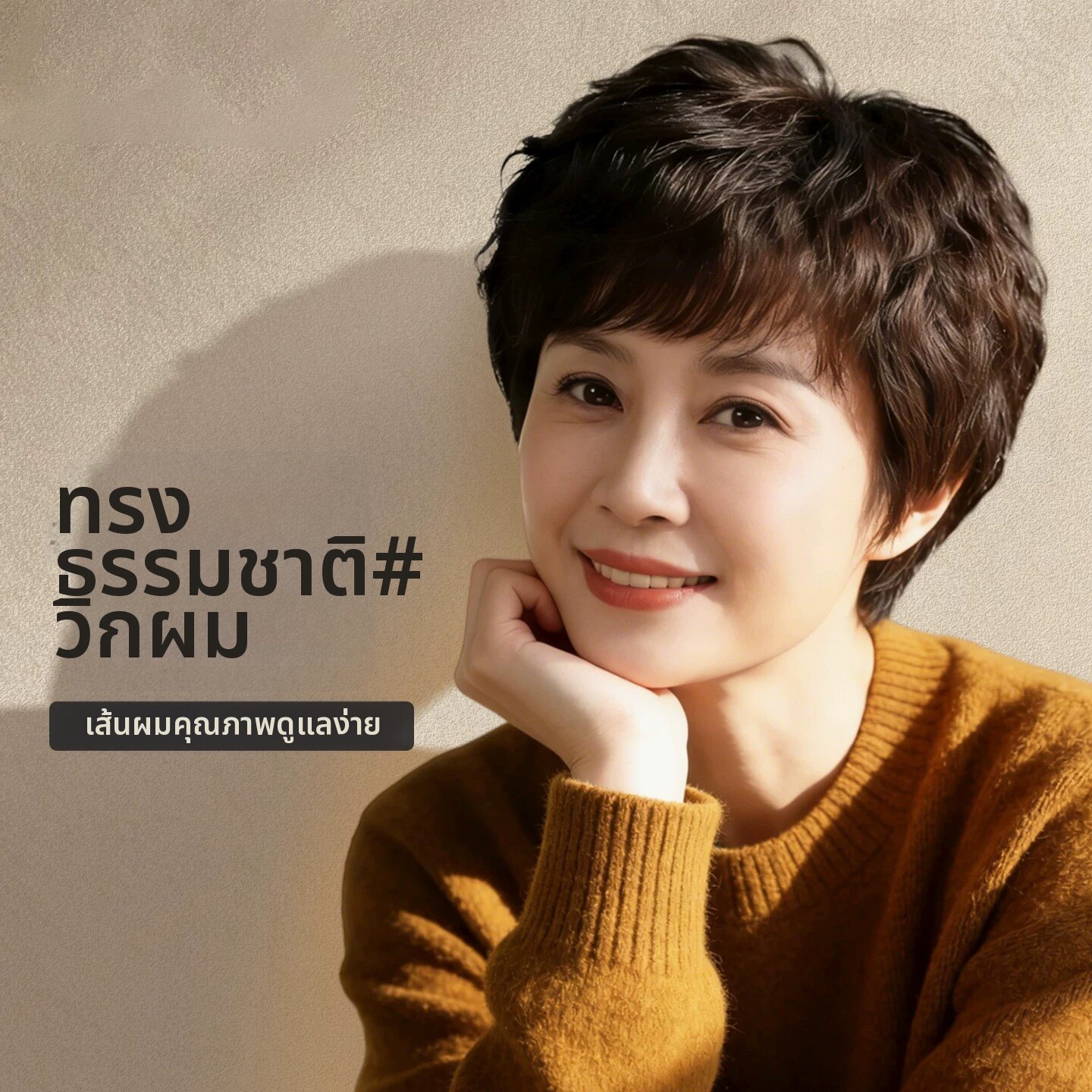 WeiWei | Short Curly Elder Women's Human Hair Full Wig ราคา 4,895 บาท*ส่งฟรี
