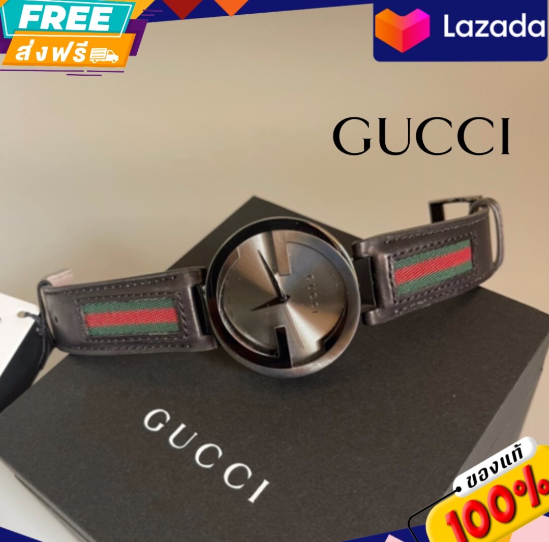 ออก Shop USA🇺🇸 New Gucci Interlocking Watch สีดำสายหนัง หน้าปัด 42mm. อปก. กล่อง การ์ด ราคา 45,000 บาท*ส่งฟรี