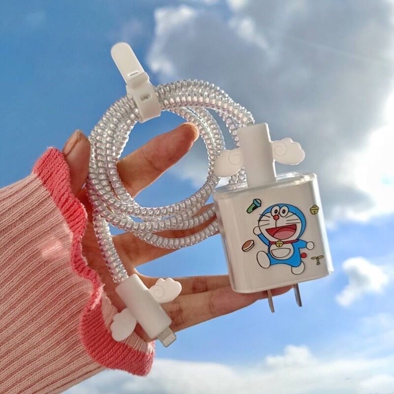 ?พร้อมส่ง?Appleชุดถนอมสายชาร์จลายการ์ตูนน่ารัก/เคสTPUหัวชาร์จ5Wกับ18W/20W