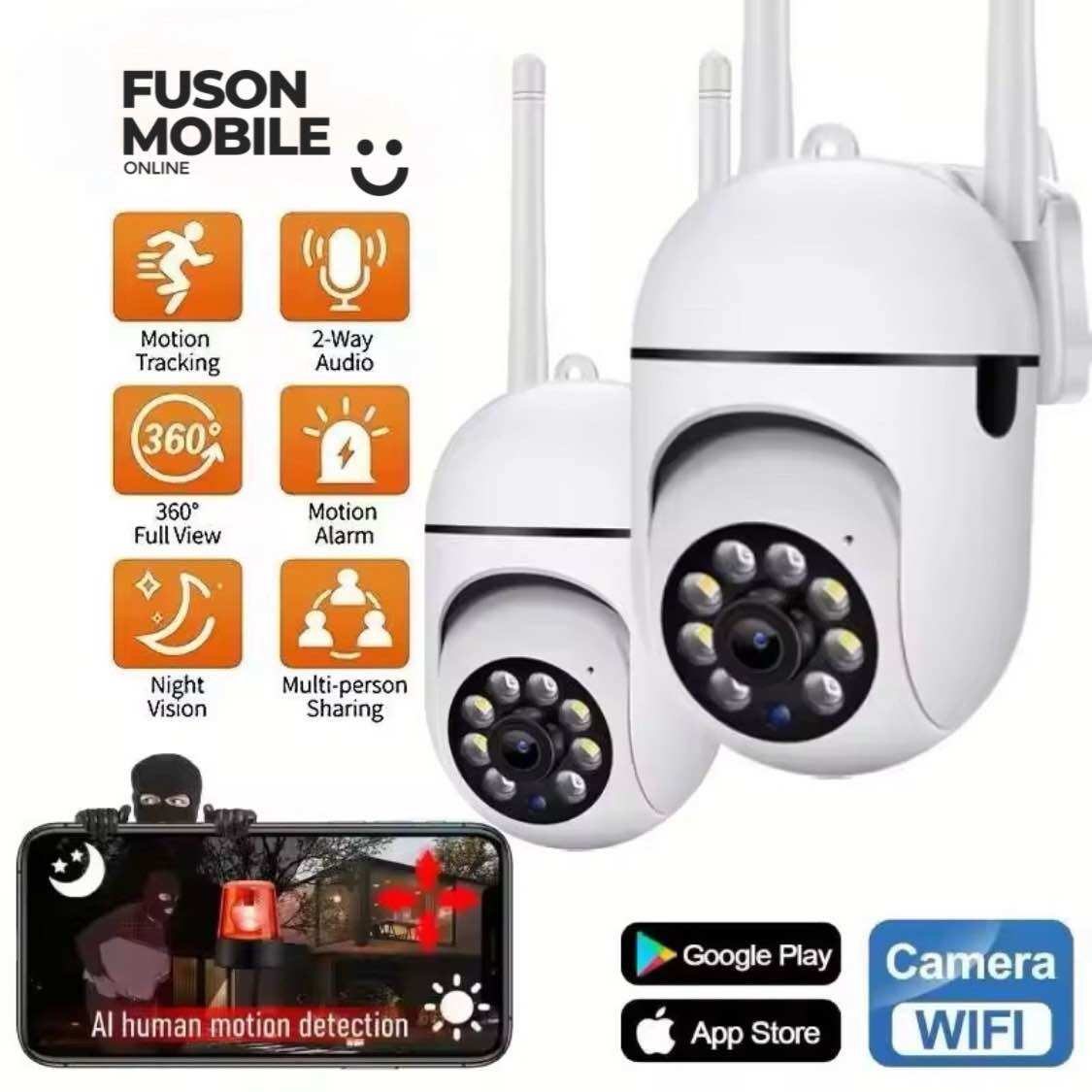 FMKกล้องวงจรปิด Y33 กล้องวงจรปิด360องศา wifi 1080P กันน้ํา เสียงสองทาง Infrared night vision การตรวจจับการเคลื่อนไหว กล้องวงจรปิดระยะไกล 360°PTZ Control with Alarm 5MP Outdoor Indoor IP Securety Camera ราคา 279 บาท*ส่งฟรี