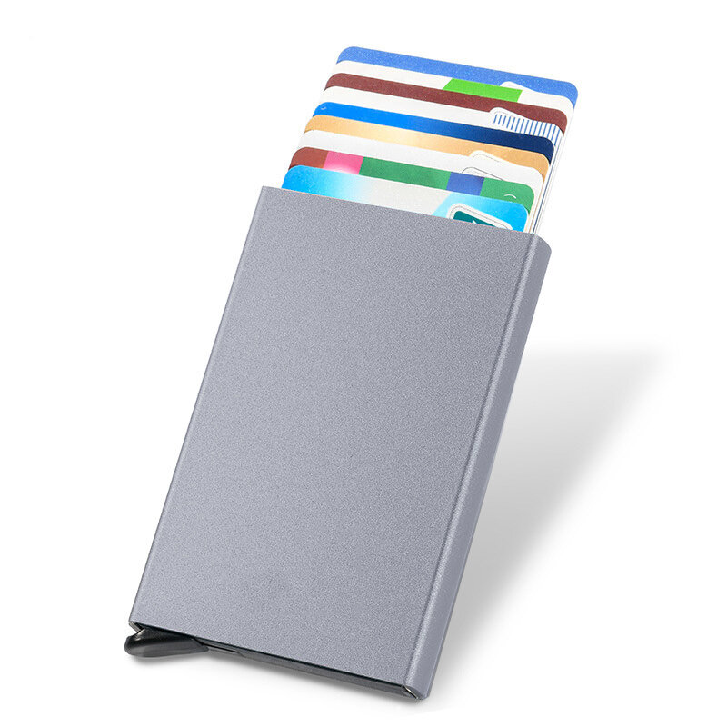Slim Pop Up กระเป๋าสตางค์ Minimalist ผู้ถือบัตรเครดิตสําหรับผู้ชายผู้หญิง RFID Blocking Mini กรณีโลหะ