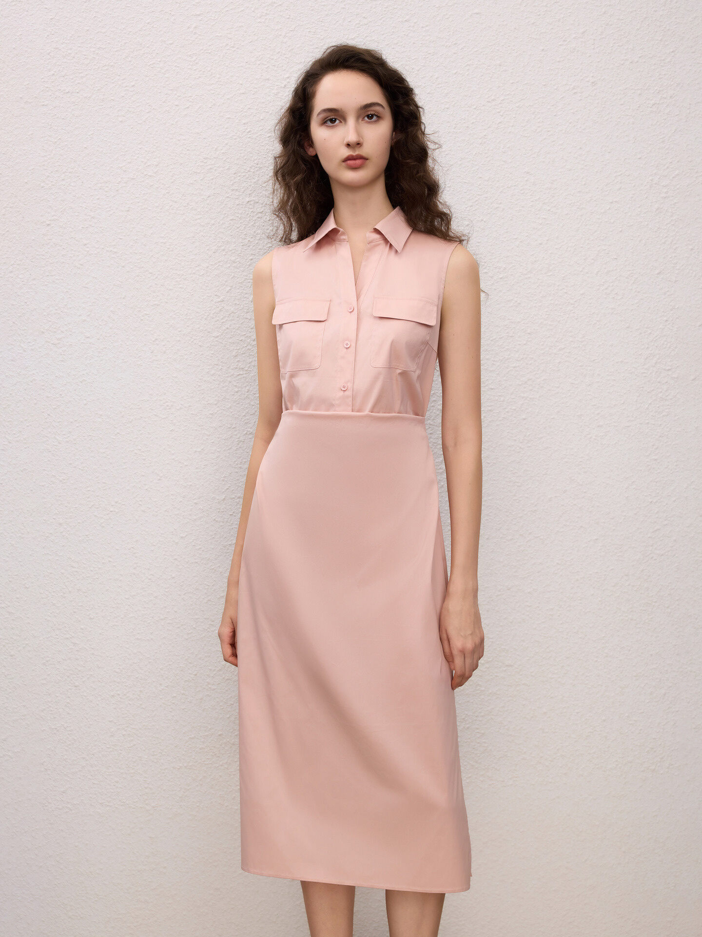 LANCY FROM 25 | Collar Waist Shaping Sleeveless Pink Dress ราคา 6,465 บาท*ส่งฟรี