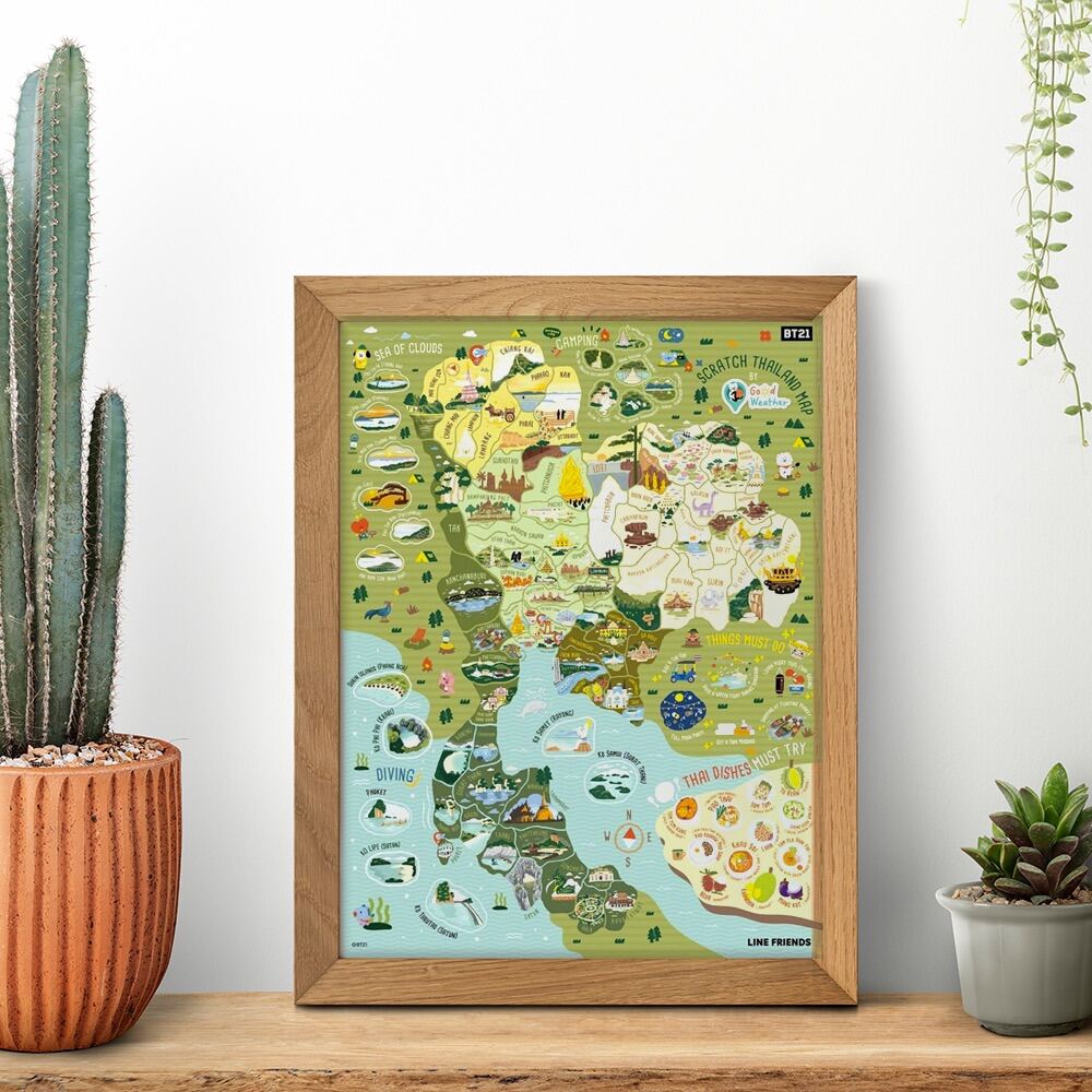 แผนที่แบบขูดได้ ประเทศไทย Scratch Map Thai ดีไซน์น่ารัก (แถมฟรีปิ๊กขูด