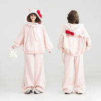 KEIKO | ชุดออกกำลังกายฤดูใบไม้ร่วง-หนาว สีชมพูลายการ์ตูน
