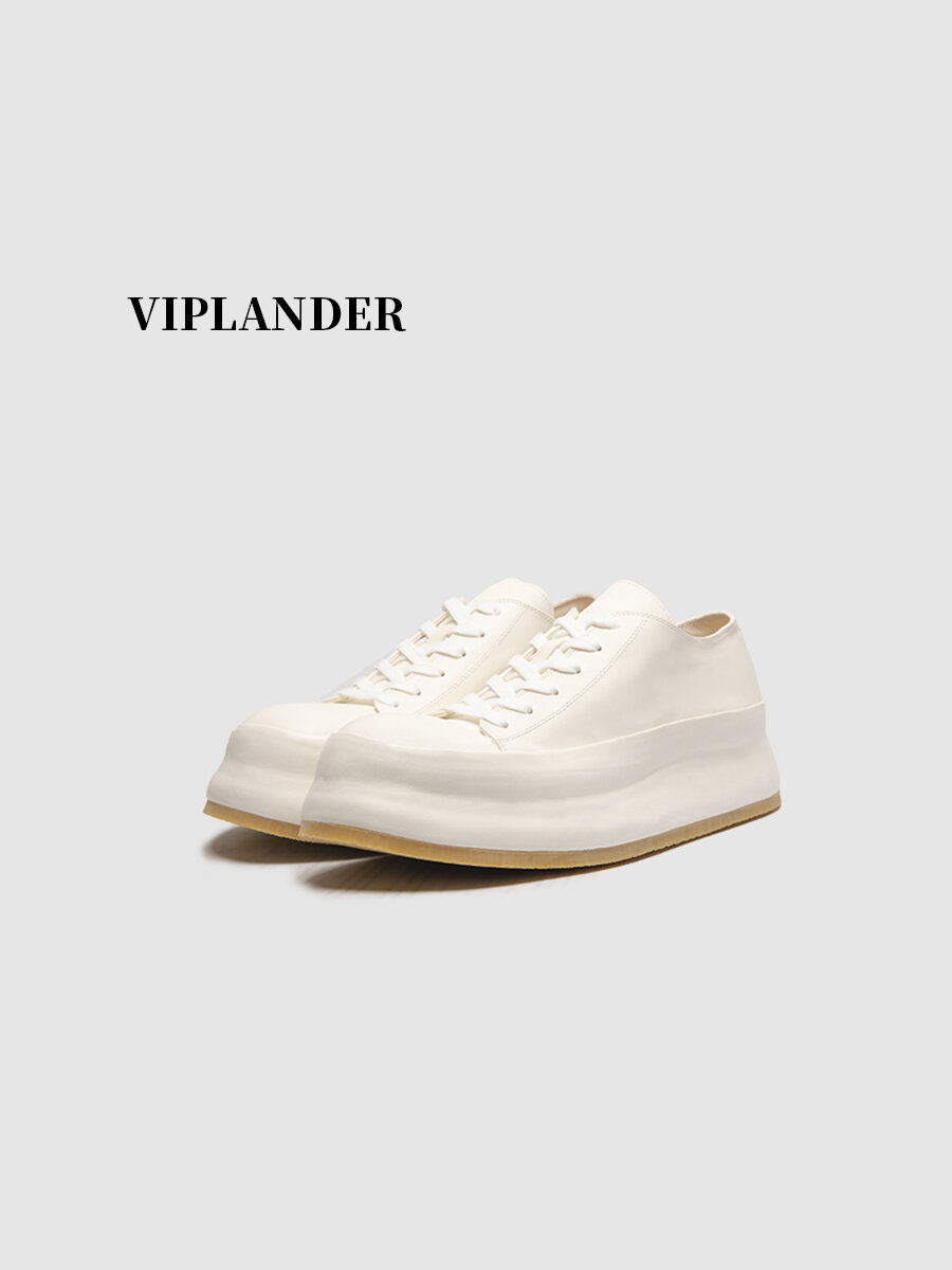 viplander | Water Washed Leather Casual Sneakers White Low-top ราคา 8,914 บาท*ส่งฟรี