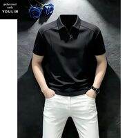 YOULIN | เสื้อโปโลแขนสั้นไหล่กว้างทรงเข้ารูป สีขาว สำหรับฤดูร้อน