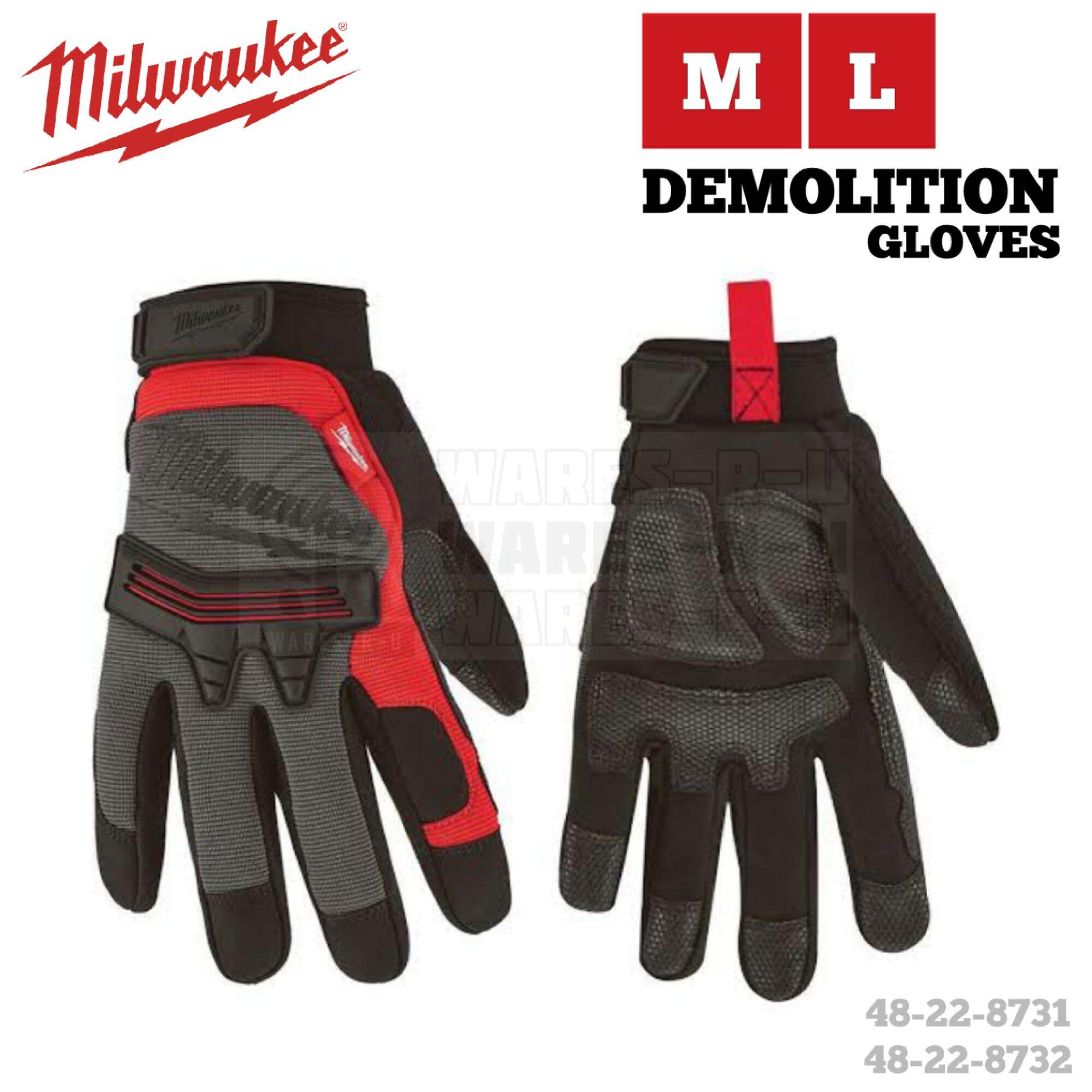 Buy Milwaukee 48-22-8712 Work Gloves, Men's, L, 7.63 to 7.86 in L,  Reinforced Thumb, Elastic Cuff, Synthetic Leather L, Black/Red