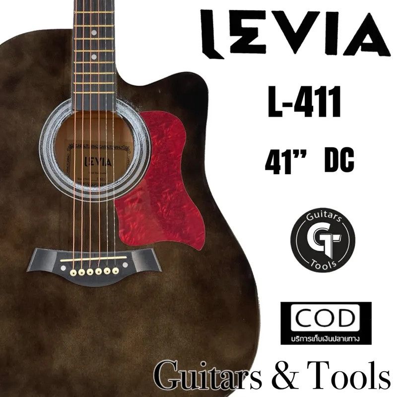 ภาพหน้าปกสินค้ากีต้าร์โปร่ง กีต้าร์โปร่งไฟฟ้า ราคาถูก คุณภาพดี ขนาด 41นิ้วมาตรฐาน มีเหล็กขันคอ Levia L-411 มีเก็บปลายทาง จากร้าน Guitars&Tools บน Lazada