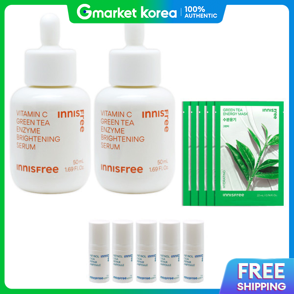 INNISFREE | (2 Units) Innisfree Vita C Green Tea Enzyme Blemish Toning Serum Large Capacity 50ml + Mask 5 ราคา 2,521 บาท*ส่งฟรี