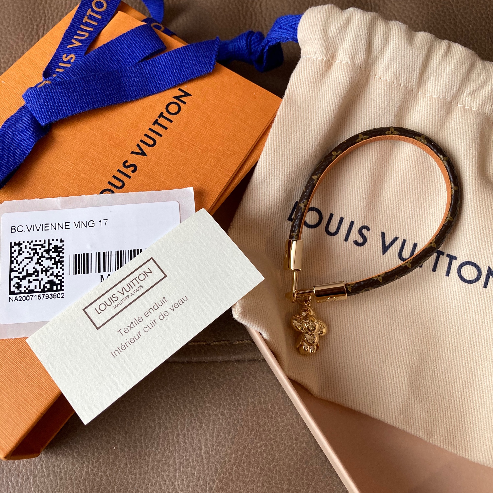 LOUIS VUITTON Monogram Brassle Vivienne Bracelet Leather M6773E