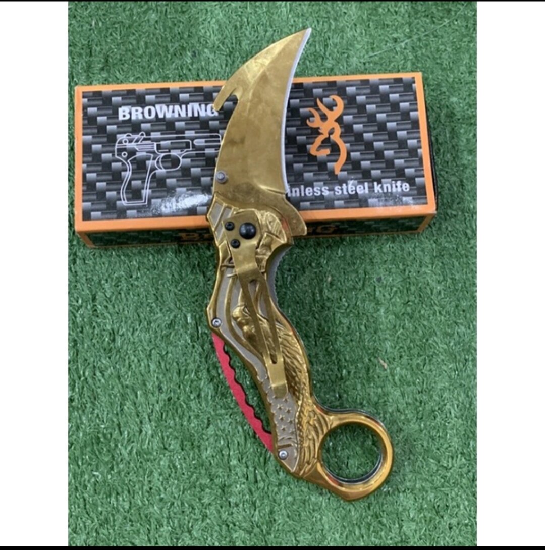 มีดพับ มีดคารัมบิต Browning Karambit Knife สีทอง มีที่เหน็บ สินค้าพร้อม ...