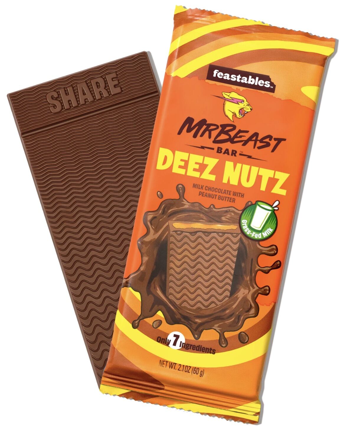 Feastables MrBeast Chocolate Bar - 2.1 Oz60g Deez Nutz Milk Chocolate ...