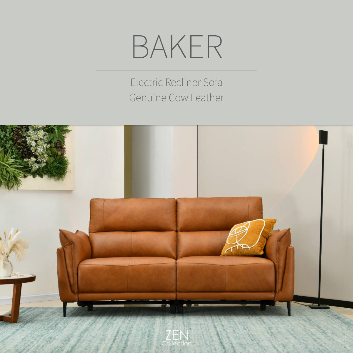 ZEN Collection Recliner Sofa Set รุ่น BAKER โซฟา ไอเชพ ปรับนอนไฟฟ้า 2 ที่นั่ง ราคา 79,900 บาท*ส่งฟรี