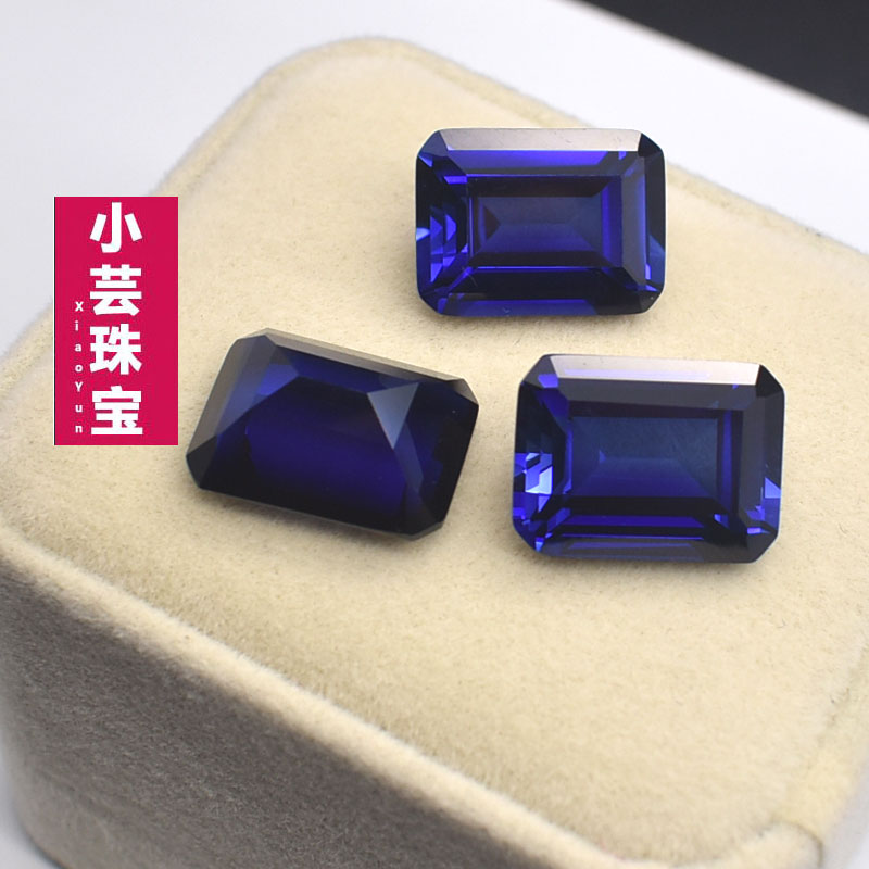 SAPPHIRE แหวนเปลือยแร่สี่เหลี่ยมผืนผ้าแหวนธรรมชาติ SAPPHIRE สีฟ้า DIY แหวนหลักหิน Tanzanite สีฟ้าหินเดิม