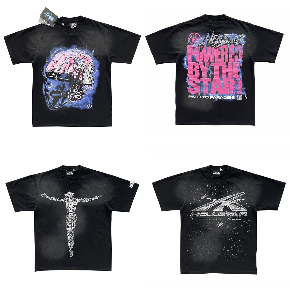 เสื้อยืดแขนสั้น Hellstar Studios Brain Helmet Classic Tee ผ้าฝ้าย