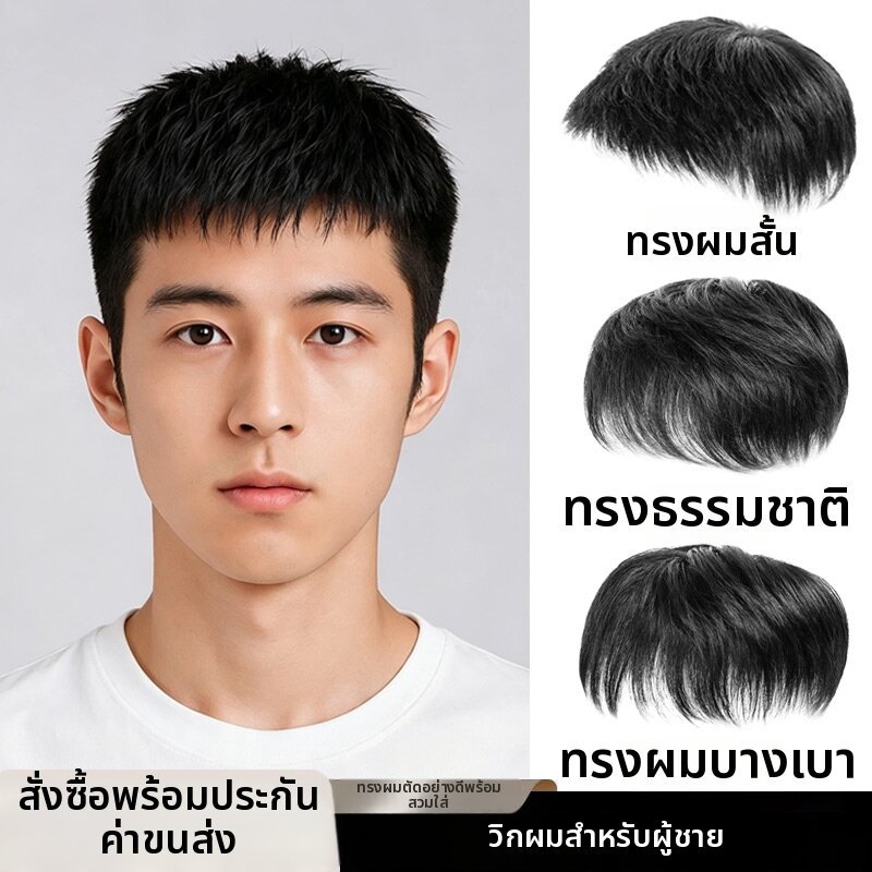WeiWei | Cool Stylish Men's Short Human Hair Toupee ราคา 3,104 บาท*ส่งฟรี