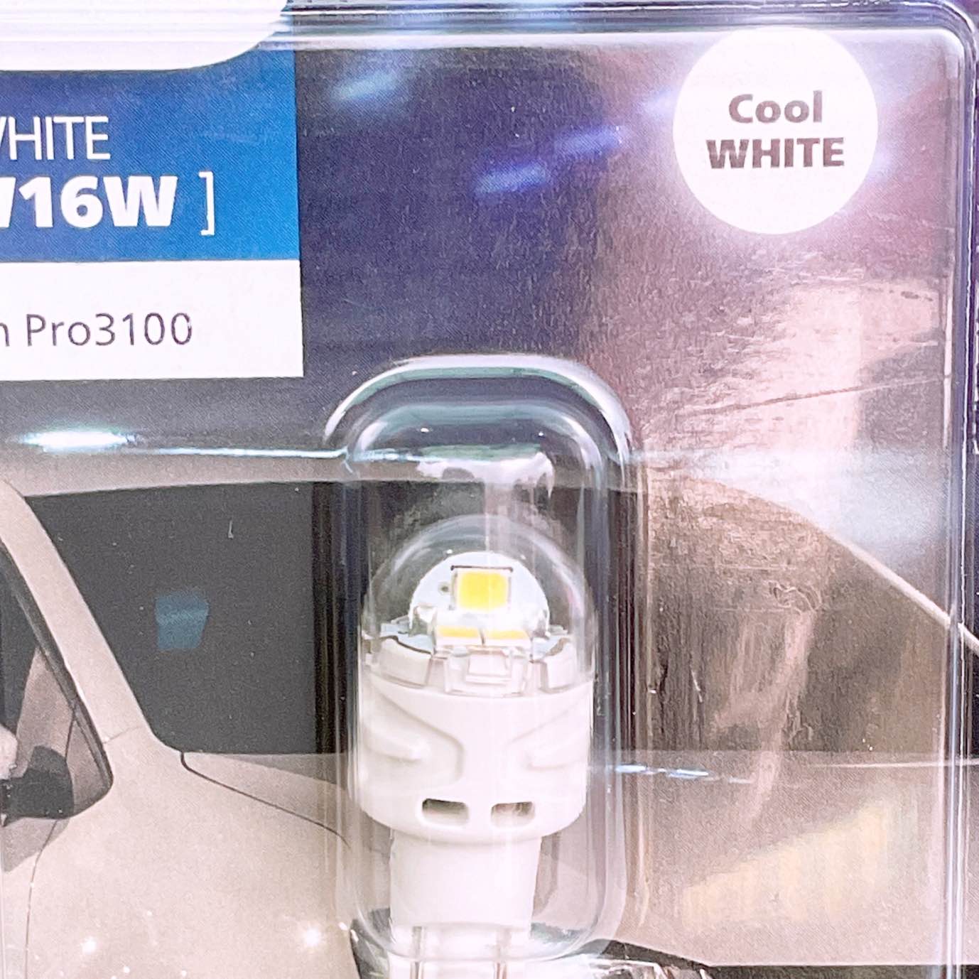หลอดไฟ ถอยแสงสีขาว 6000K LED T16 T15 PHILIPS แท้ (W16W) รุ่น Ultinon Pro3100  จำนวน 1 หลอด