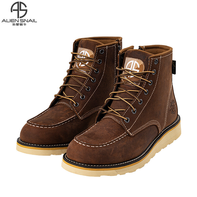 ALIEN SNAIL | Men's Mid-Calf Motorcycle Riding Boots Star Snail Workwear Martin Boots British Style Leather Shoes American Retro Bicycle Boots ราคา 4,998 บาท*ส่งฟรี