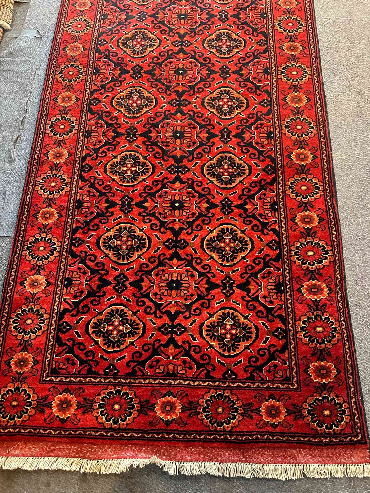 "Afghan Biljik Brilliance: Handmade Hall Runner with Thick Double Knot Quality, 100% Wool, Size 578x78cm – Luxurious Craftsmanship from Afghanistan."