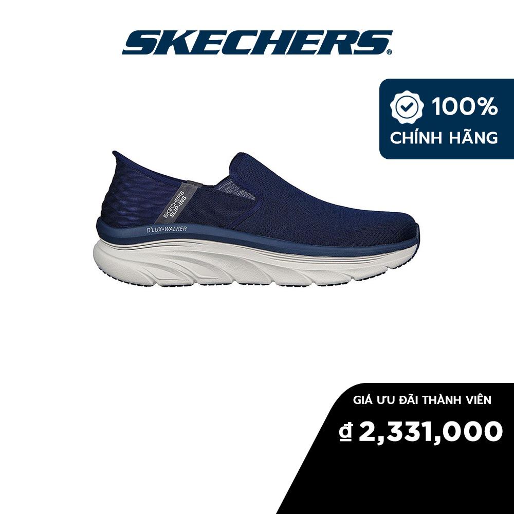 Skechers nam giày thể thao thường ngày slip-ins sport d'lux walker oxford air-cooled memory foam - 232455-nvy