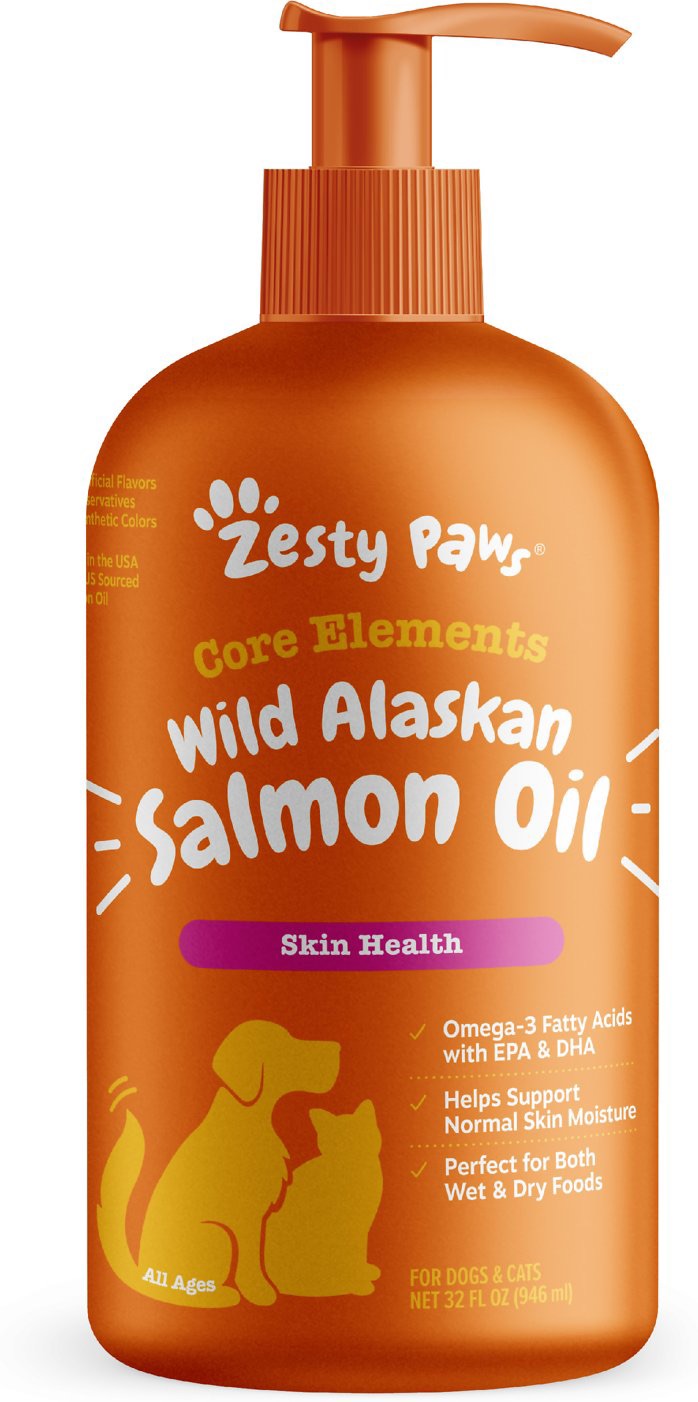 อาหารเสริมสุนัขและแมว Zesty Paws Wild Alaskan Salmon Oil น้ำมันปลาแซลมอน ขนาด 946 ml