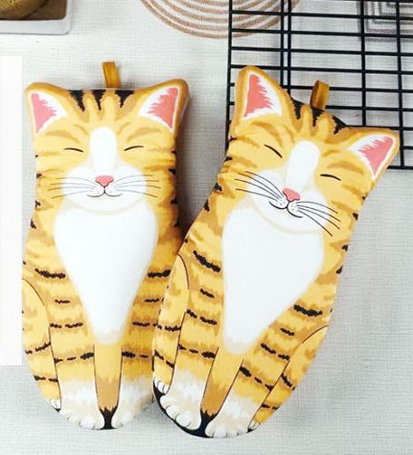 (ขายเป็นคู่)​ถุงมือ​กัน​ความร้อน​ ถุง​มือจับ​ของร้อน​ ถุงมือ​ไมโครเวฟ​ ถุงมือ​เตาอบ​ ถุงมือจับของร้อนลายแมว​ ถุงมือแมว​ ที่จับหม้อ​ ที่จับของร้อน​ ถุงมือจับของร้อนน่ารัก