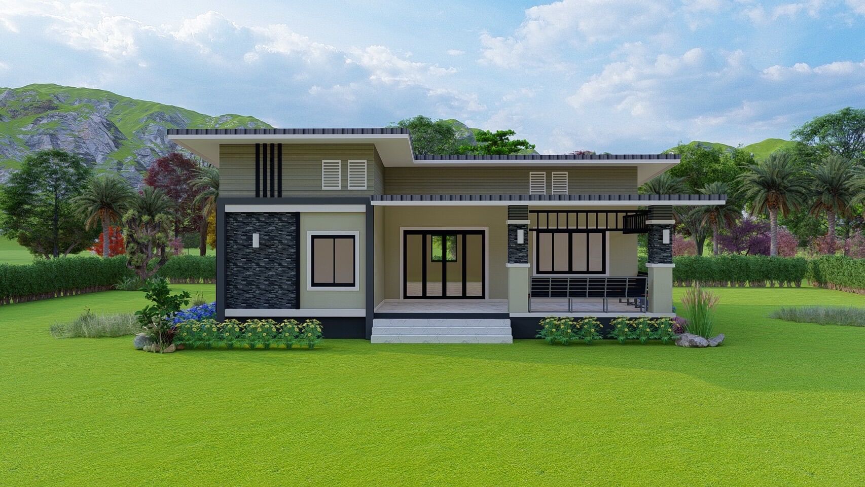 แบบบ้านราคาถูกทรงโมเดิร์น - เเบบบ้านไทยนิยม - ThaiPick