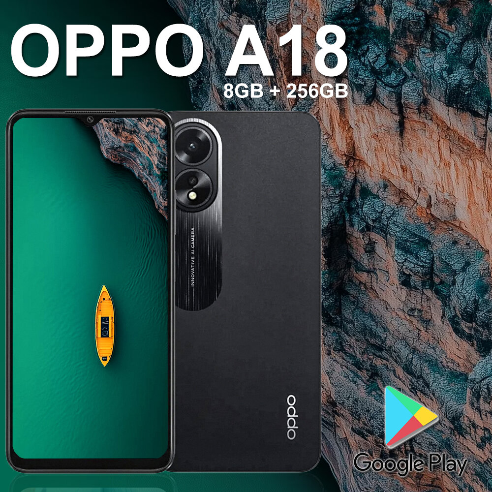 OPPO | OPPO A18 สมาร์ทโฟนแฟชั่นดีไซน์สวย รองรับเครือข่าย 4G/หน้าจอ LCD แบบหยดน้ำขนาด 6.56 นิ้ว/8GB+256GB/แบตเตอรี่ความจุ 5000mAh/มาตรฐานกันน้ำกันฝุ่น IP54 ราคา 6,080 บาท*ส่งฟรี