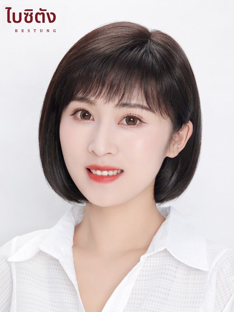 BESTUNG | Handmade Middle-aged and Elderly Women Bobo Hair Real Hair Wig ราคา 13,557 บาท*ส่งฟรี