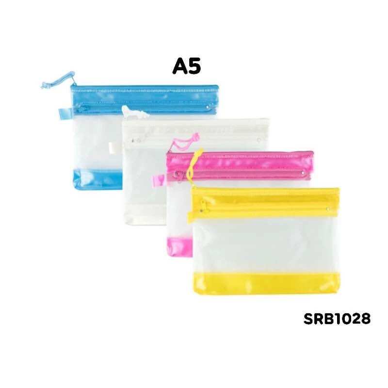 Wings ซองซิปคู่ มีช่องเก็บอุปกรณ์ 2 ช่อง ขนาด A4 A5 B5 B6 (ราคาต่อ 1 ใบ / คละสี )