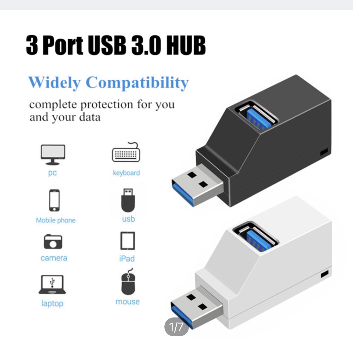 3 Port USB Hub Mini USB  3.0 High Speed Hub Splitter Box For PC Laptop U Disk Card Reader For iPhone Xiaomi Mobile Phone Hub