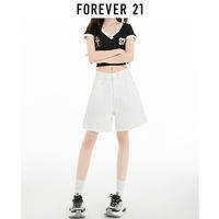 Forever 21 | กางเกงยีนส์ขาสั้นเอวสูง ทรงกระชับ สีฟ้า