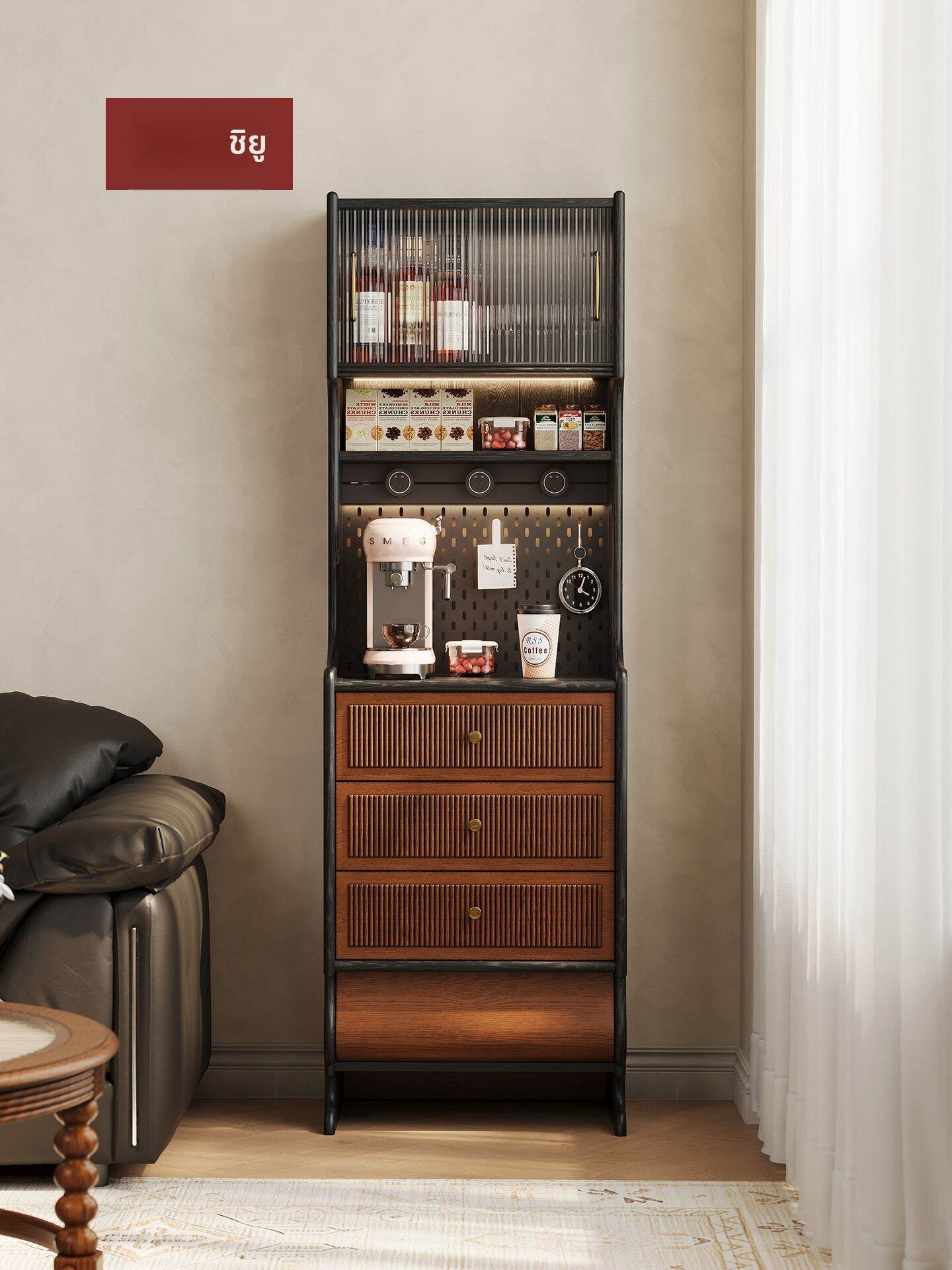Multifunctional Retro Wooden Corner Cabinet