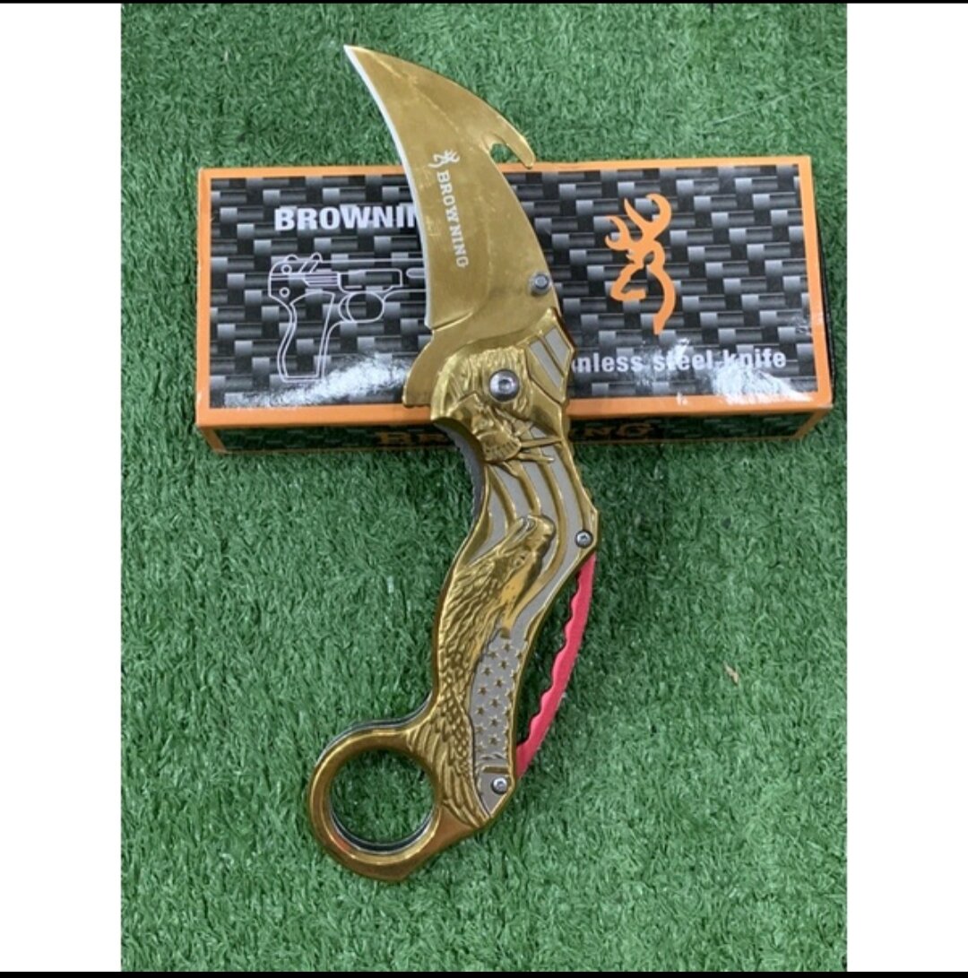 มีดพับ มีดคารัมบิต Browning Karambit Knife สีทอง มีที่เหน็บ สินค้าพร้อม ...