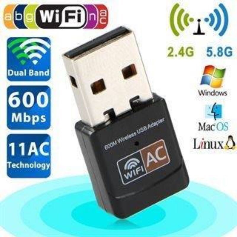 ตัวรับสัญญาณ Wifi 2 ย่านความถี่ 5G/2G Dual Band USB 2.0 WiFiไม่มีเสา