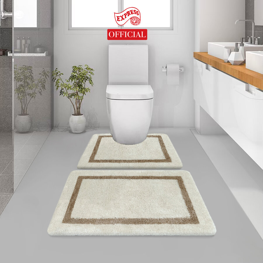 2 PIECES STELLAR BORDER BATH MATS 45x70cm.+U-SHAPE 50X60cm. SOFT MAT THICK 16-30mm BATH ROOM MATS, TPR ANTI-SLIP BACKING, WASHABLE BY EXPRESS CARPET ราคา 1,120 บาท*ส่งฟรี