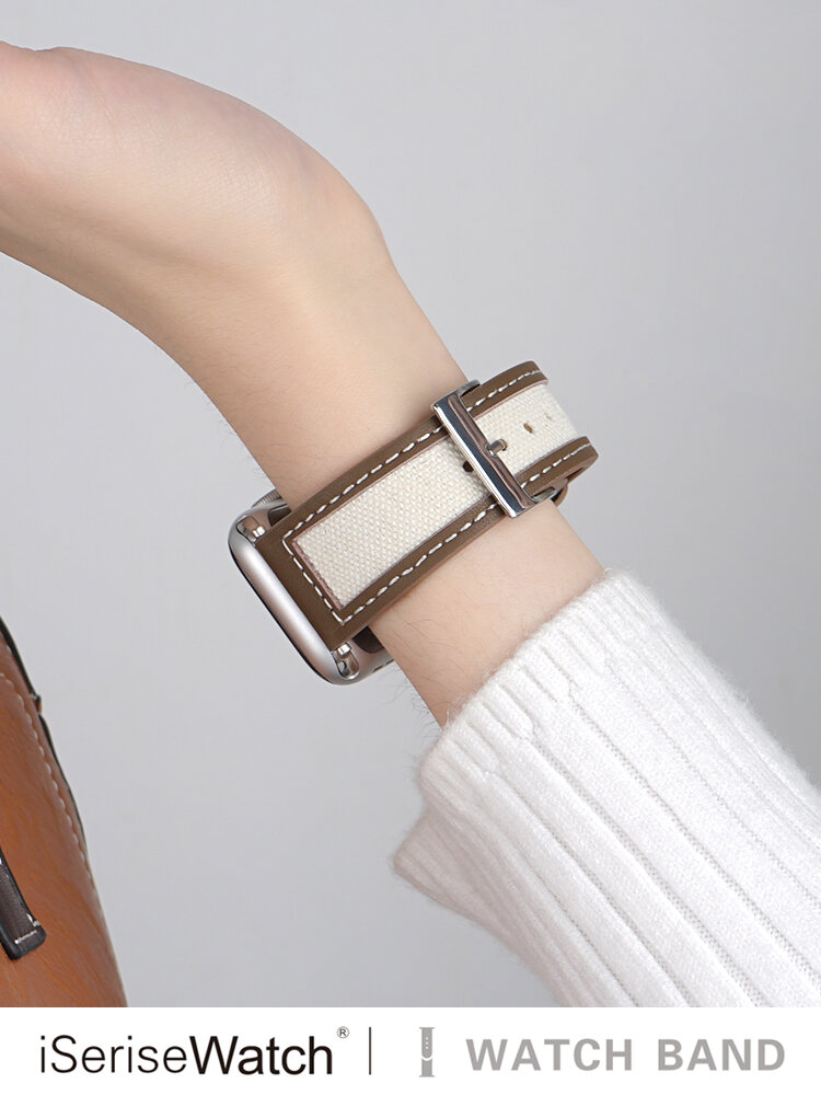 iSeriseWatch | Leather and Canvas Mix Watch Strap for Apple Watch ราคา 728 บาท*ส่งฟรี