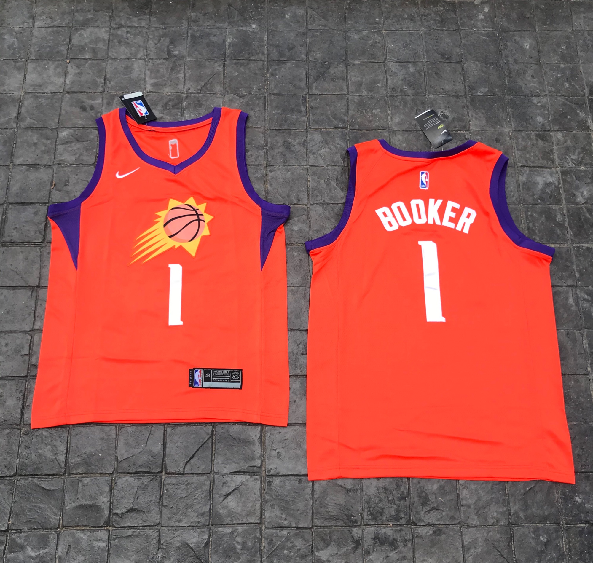 เสื้อบาสเกตบอลbasketball.jerseys(พร้อมจัดส่ง)#Suns.Booker.1.(Orange)