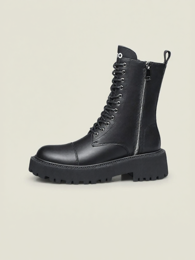 Zero | Winter High-Top Boots Anti-Slip Thick Sole Zipper Leather Fashion Boots ราคา 8,262 บาท*ส่งฟรี