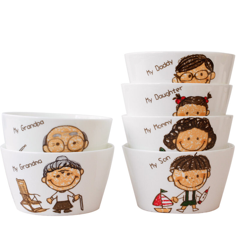 Happiness a Creative China Rice Bowl Household Eating Bowl Parent And