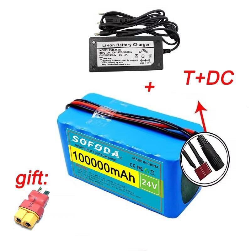 ((Free Charger Cable - Free Connector)) Lithium Battery 24V 30Ah/48Ah/100Ah 1000W E-Bike Battery 29.4V Bms + Charger Genuine Lithium Ion Battery Battery Lithium Ion Can Be Used with Electric Bicycles, Electric Tricycles, Electric Motorcycles, Electric Sco